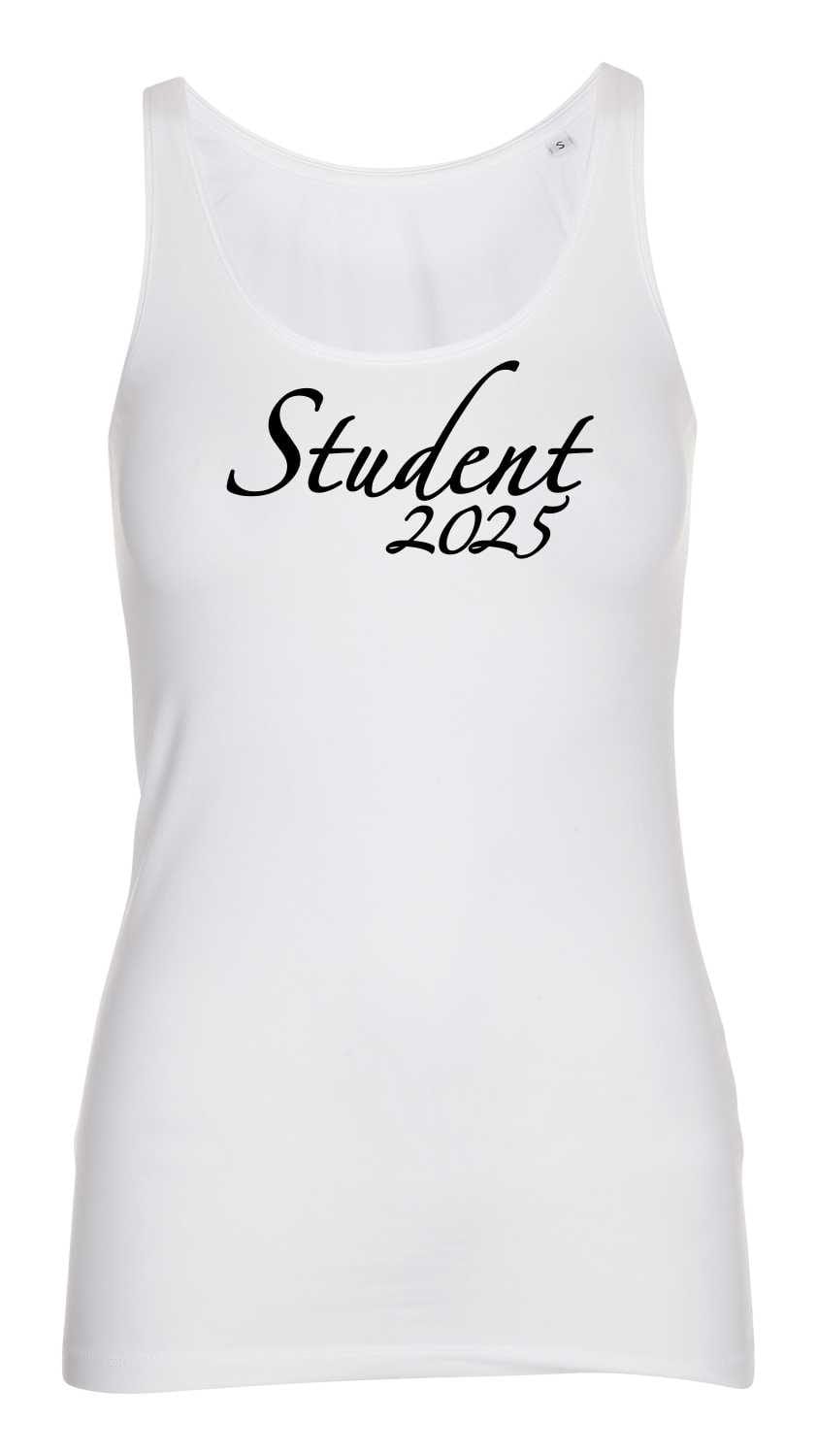 tanktop til studenten - med teksten Student 2025 hen over brystet.