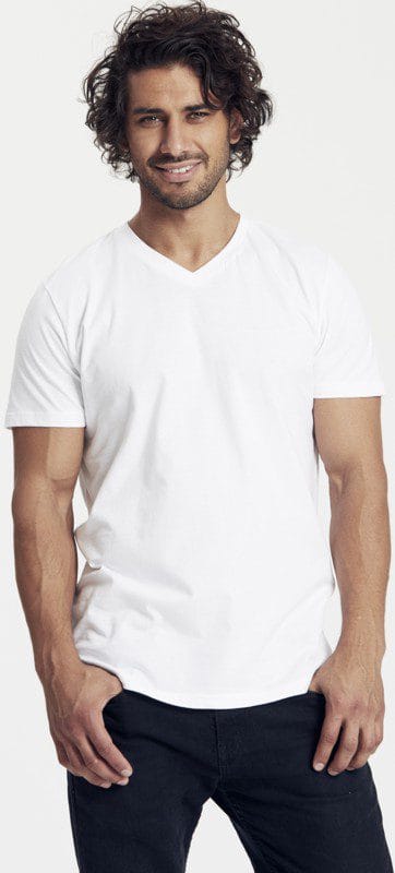 hvid økologisk v-hals t-shirt