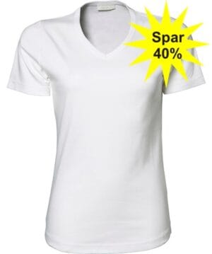 Hvid v-hals t-shirt - Billig