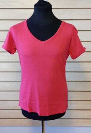 Pink T-Shirt med V udskæring - Dame-0
