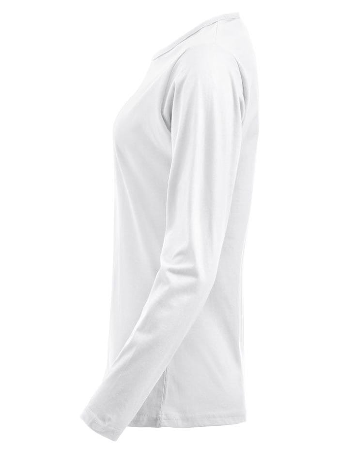 hvid t-shirt med lange ærmer fra siden
