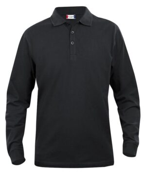 sort langærmet poloshirt 100% Øko-Tex bomuld