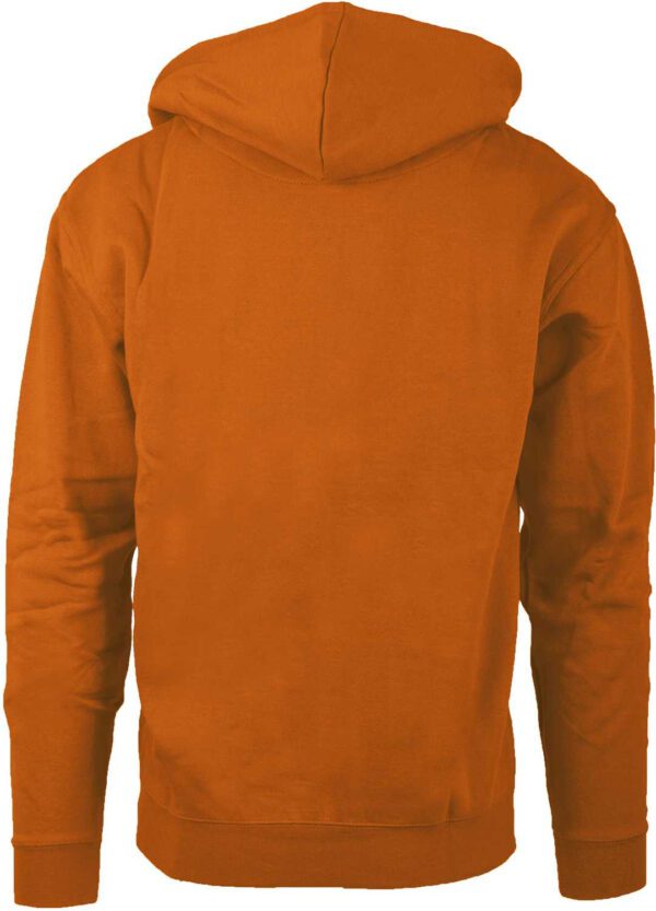 Orange hættetrøje set fra ryggen